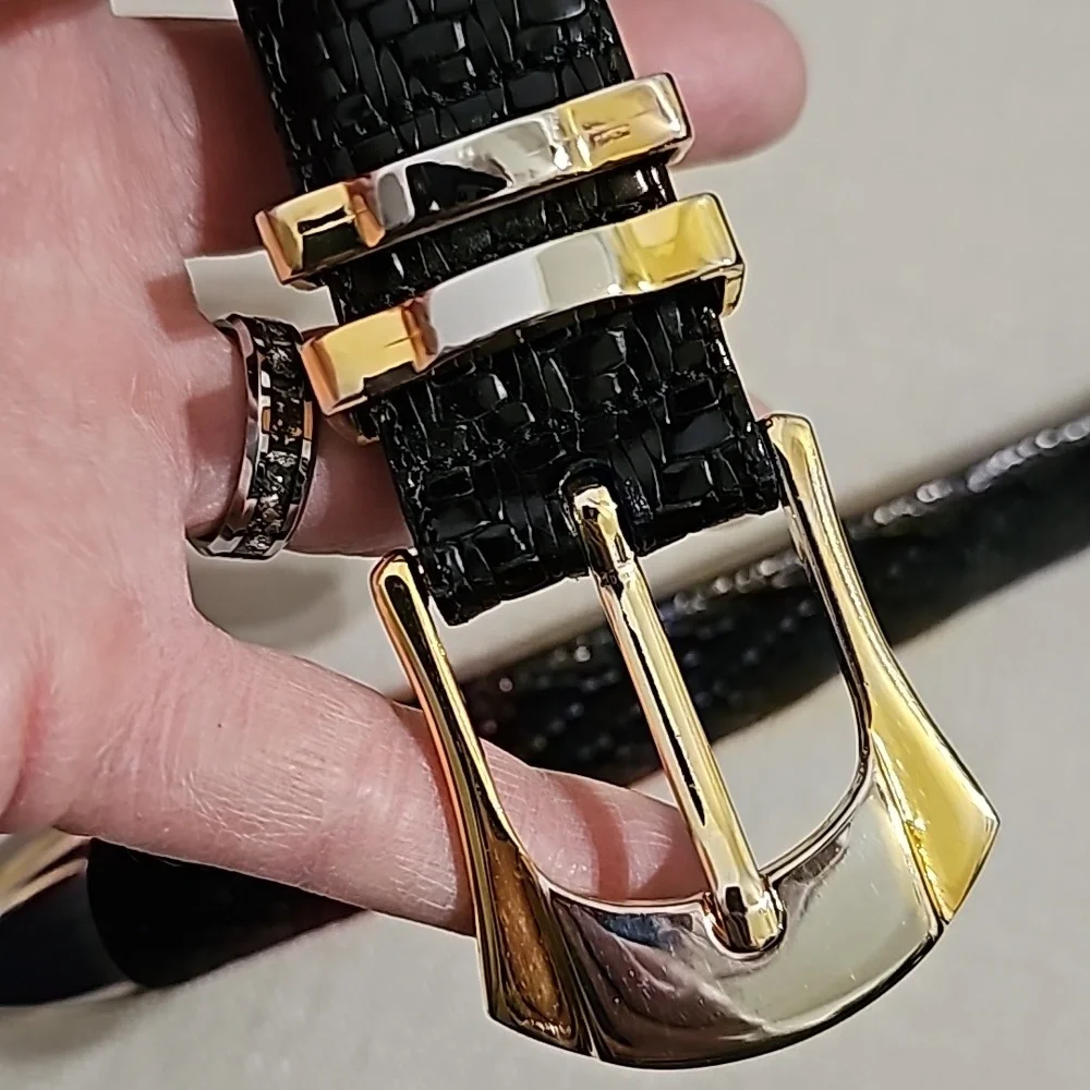Cale Men's Crocodile 2 Tone Buckle Belt